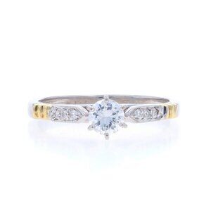 White Gold Diamond Engagement Ring - 18k Round Brilliant .29ctw Cathedral